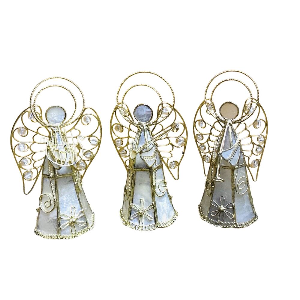 Three Capis Shell Golden Angel 3D Dble Halo Milky Translucent Soldered Brass